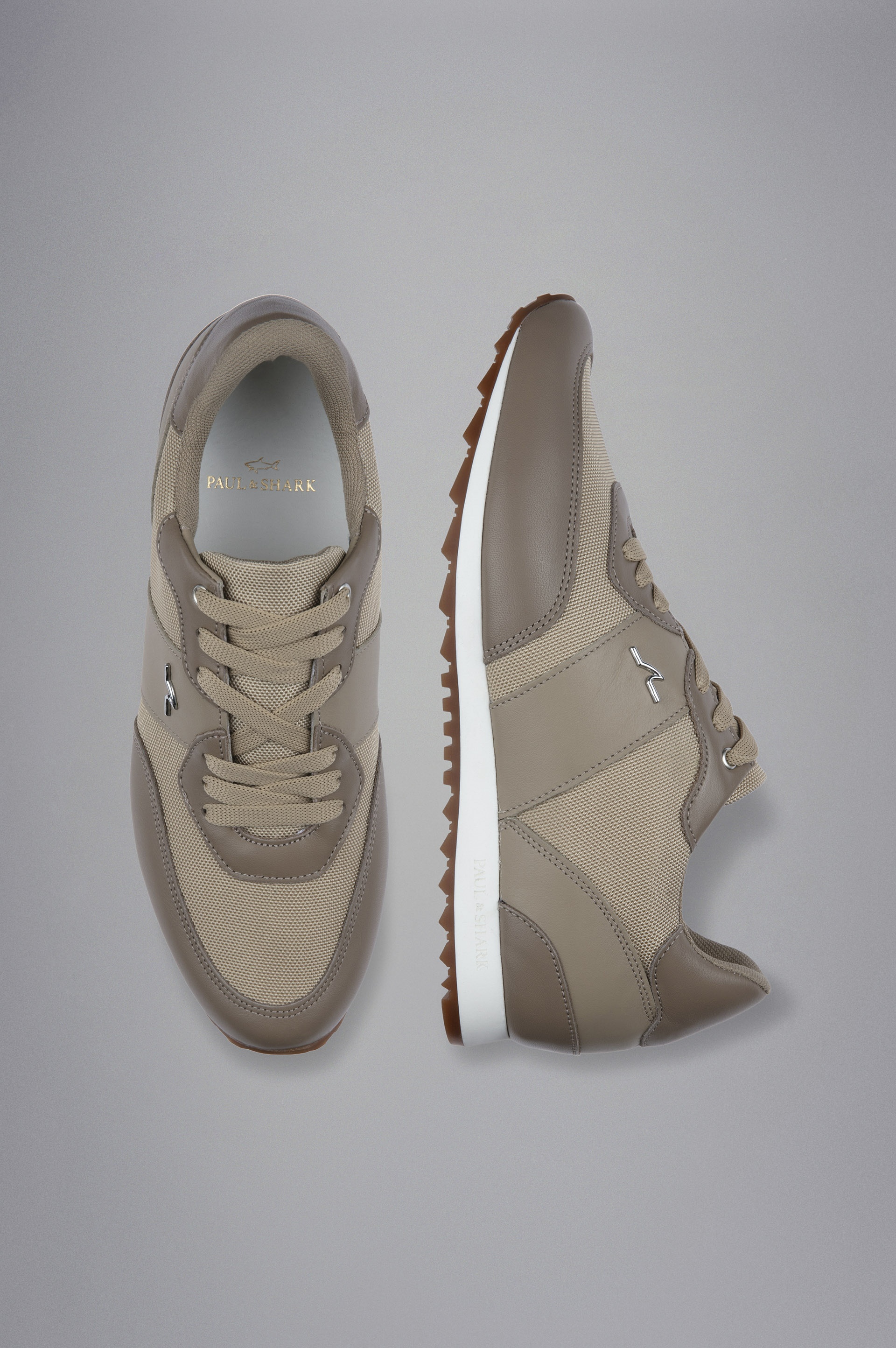 TECH FABRIC AND LEATHER HYBRID SNEAKERS - 2