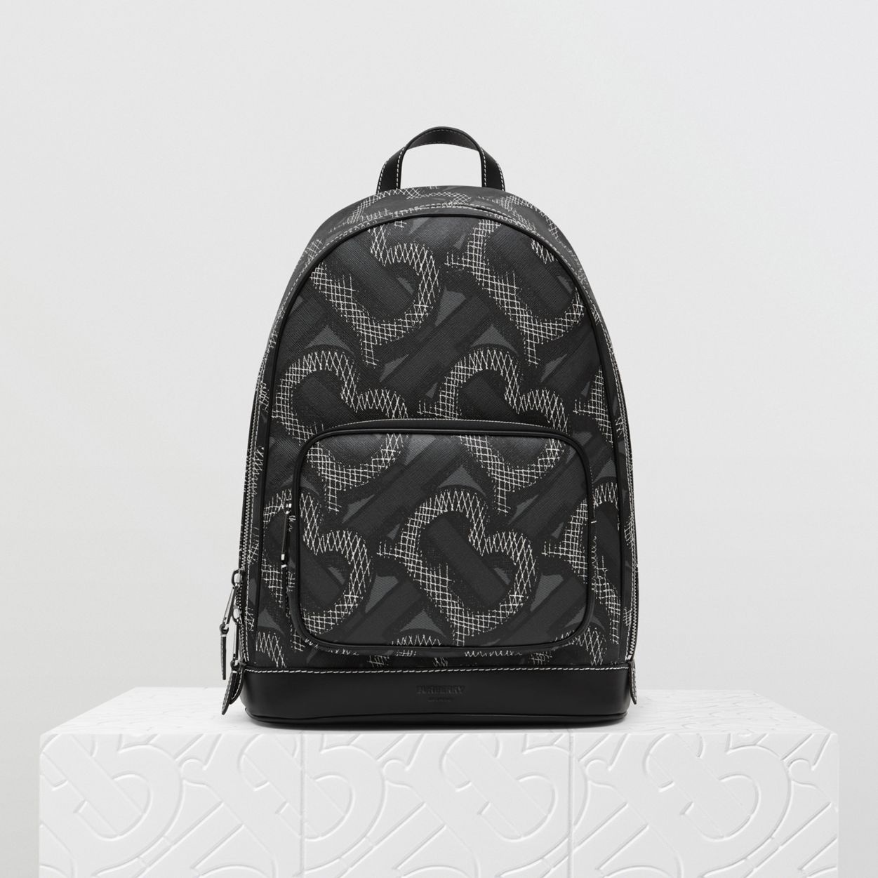 Monogram Print E-canvas Backpack - 11