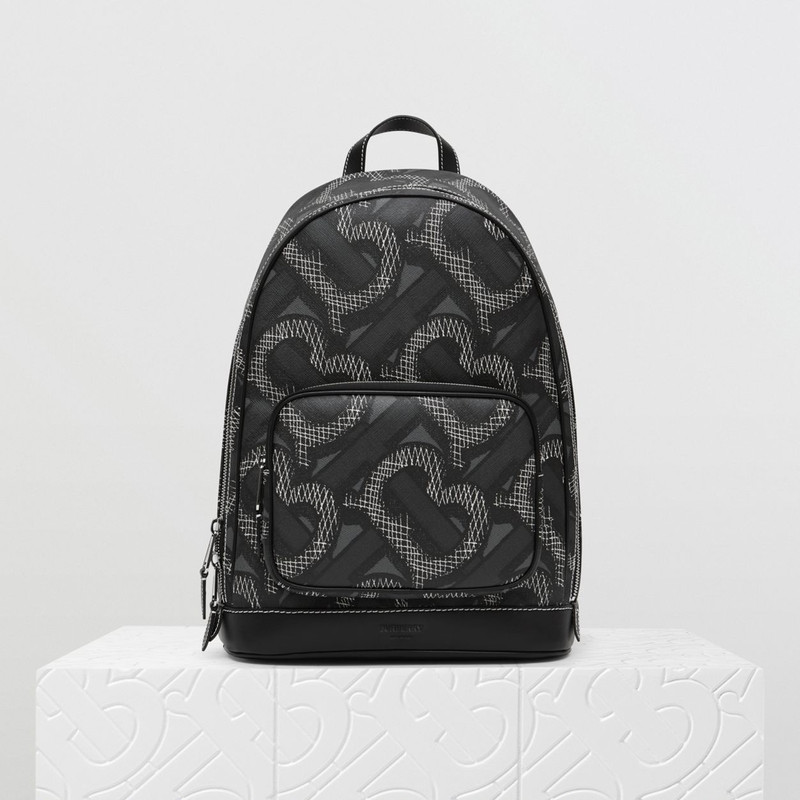 Monogram Print E-canvas Backpack 11