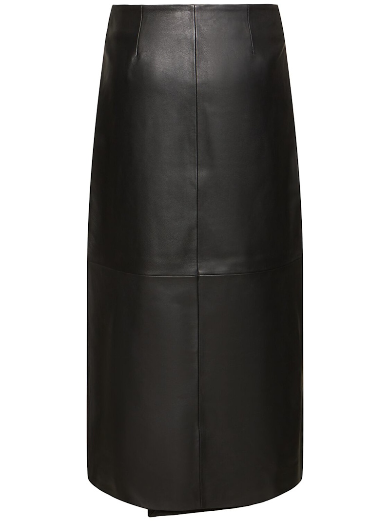 Hedi leather midi wrap skirt - 3