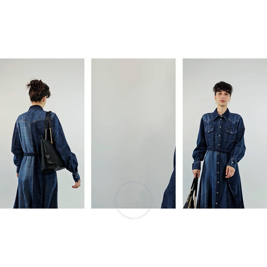 Chloe Ladies Multicolor Blue Belted Denim Shirtdress - 3