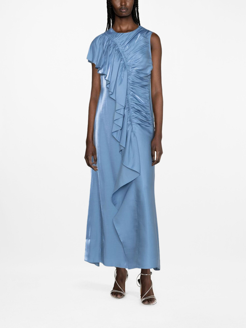 ULLA JOHNSON ruffle-trim charmeuse long dress outlook