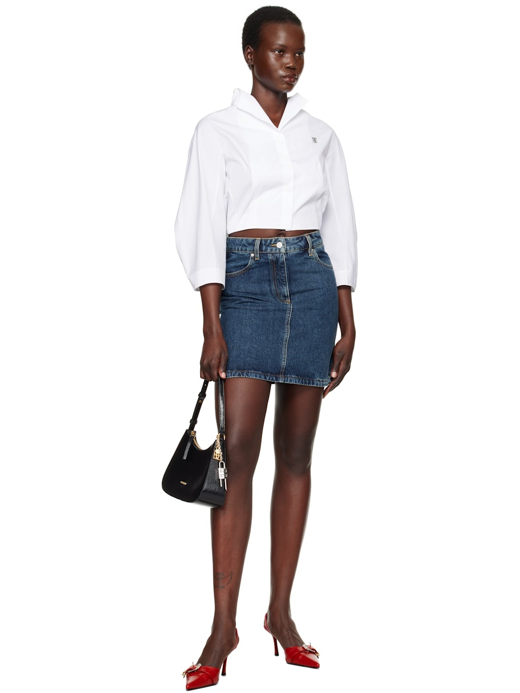 Blue Faded Denim Miniskirt - 4
