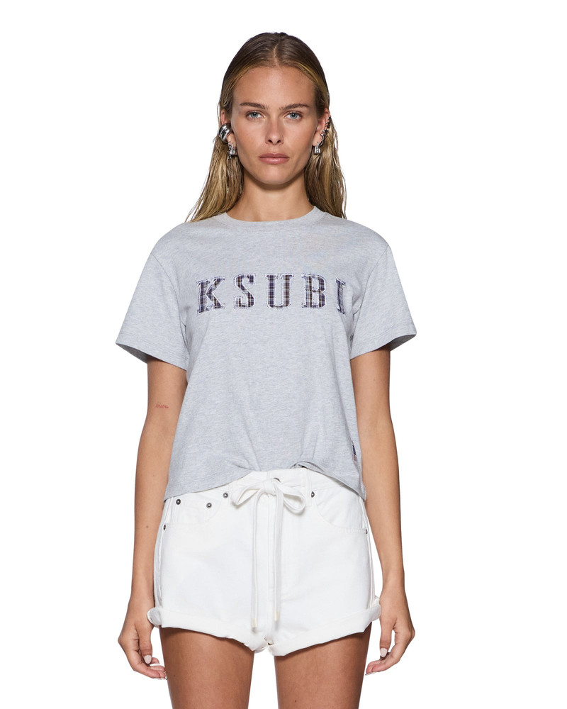 KSUBI PLAID SHRUNKEN SS TEE GREY MARLE 3