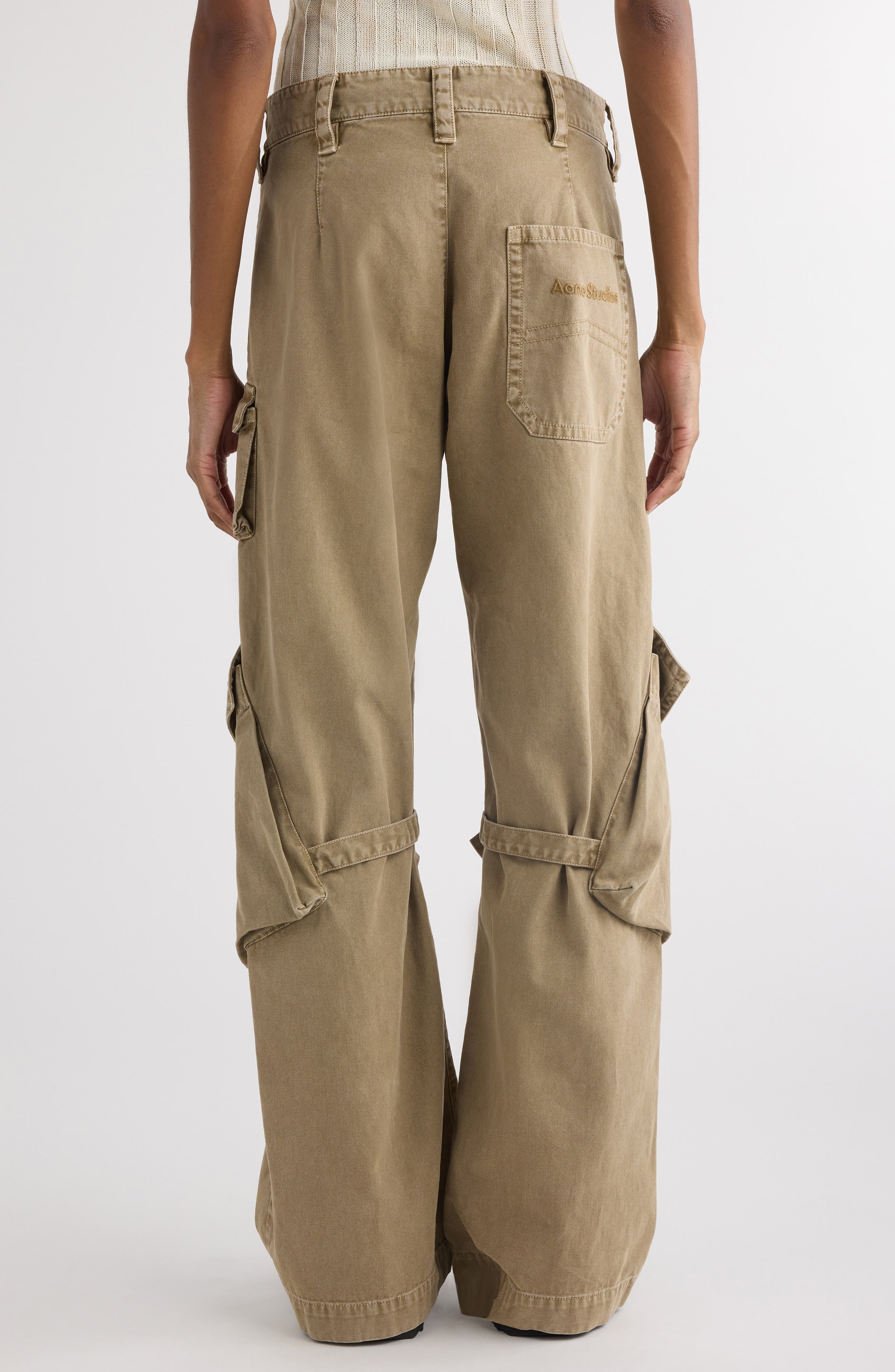 Acne Studios Potinal Cotton Canvas Cargo Trousers in Washed Beige Dru at Nordstrom - 3