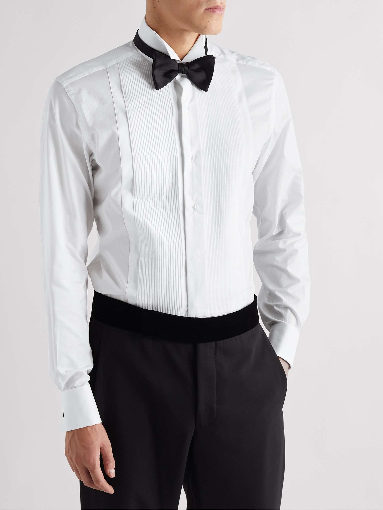 Wing-Collar Bib-Front Cotton-Poplin Tuxedo Shirt - 3