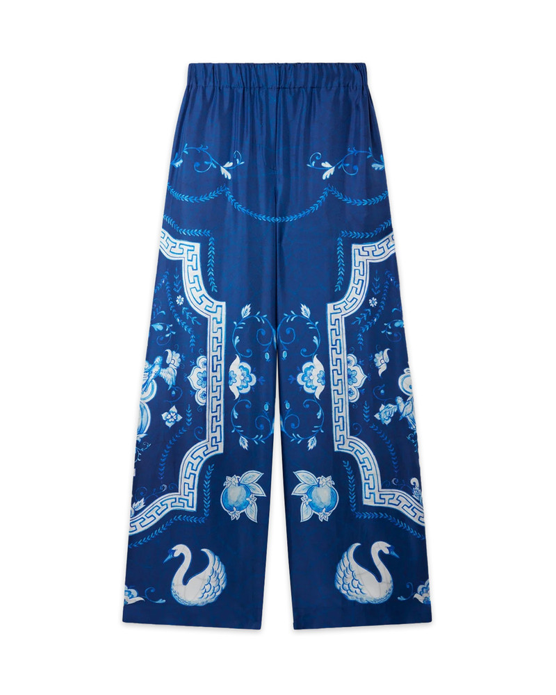 Plat A Dessert Bleu Silk Trousers 1
