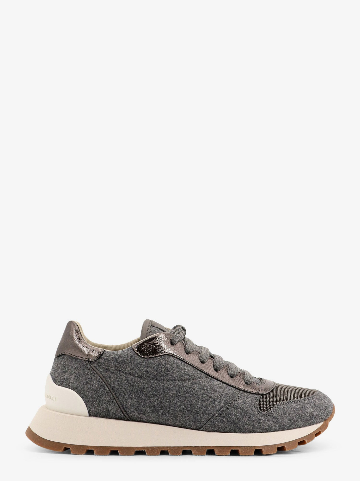 LOW-TOP WOOL FLANNEL SNEAKERS WITH LEATHER PROFILES - 1