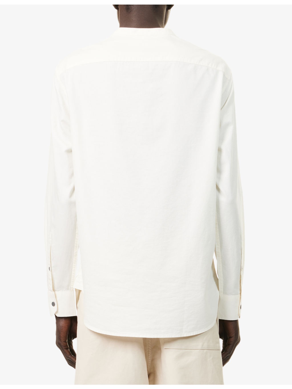 Korean-Collar Long-Sleeves Cotton And Silk Shirt - 4