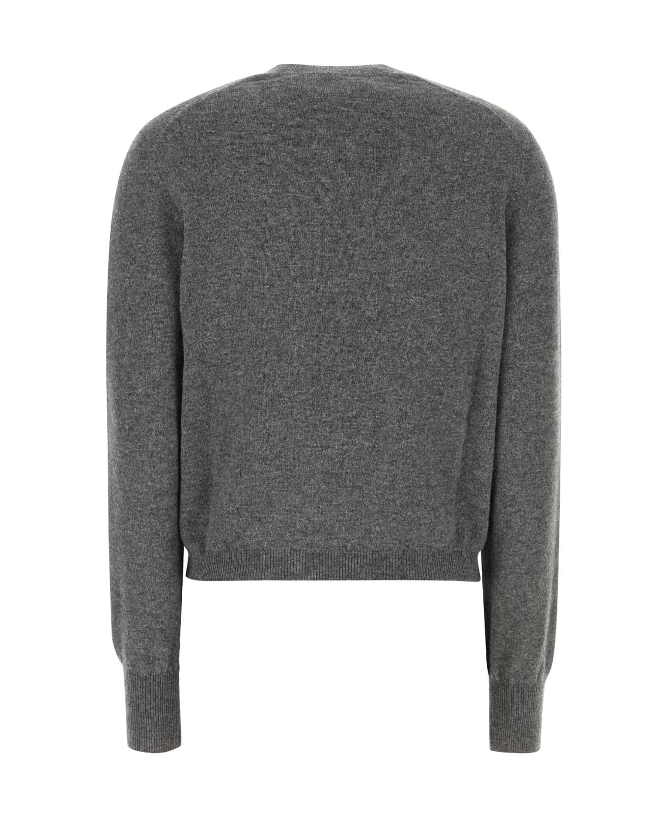 Dark Grey Stretch Cashmere Blend Cardigan - 2
