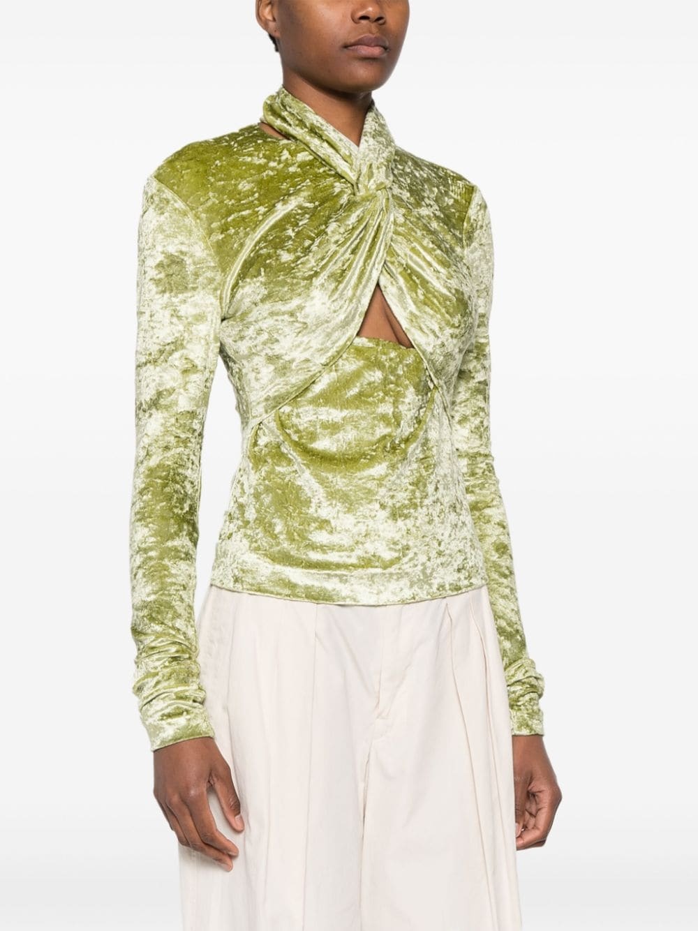 Iride twist-detailing velvet top - 3