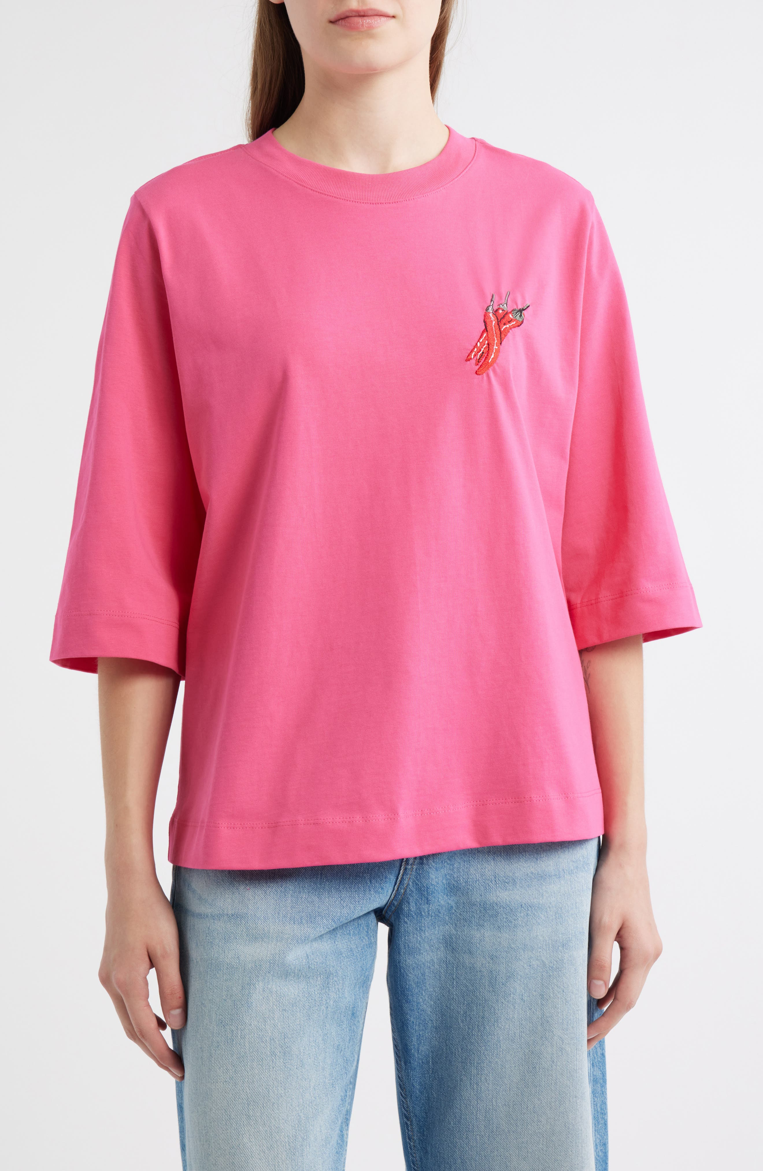 FARM Rio Spicy Pepper Cotton Graphic T-Shirt in Pink at Nordstrom - 1