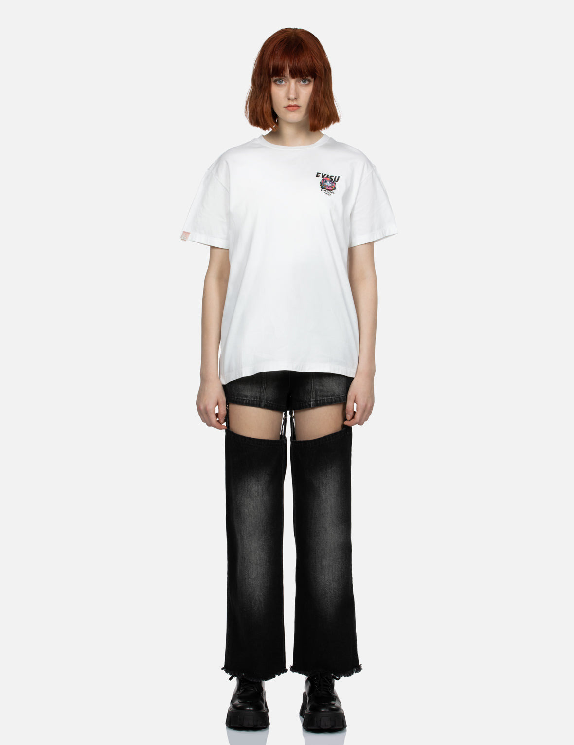 LOGO PRINT AND DARUMA EMBROIDERY BADGE BOYFRIEND T-SHIRT - 5