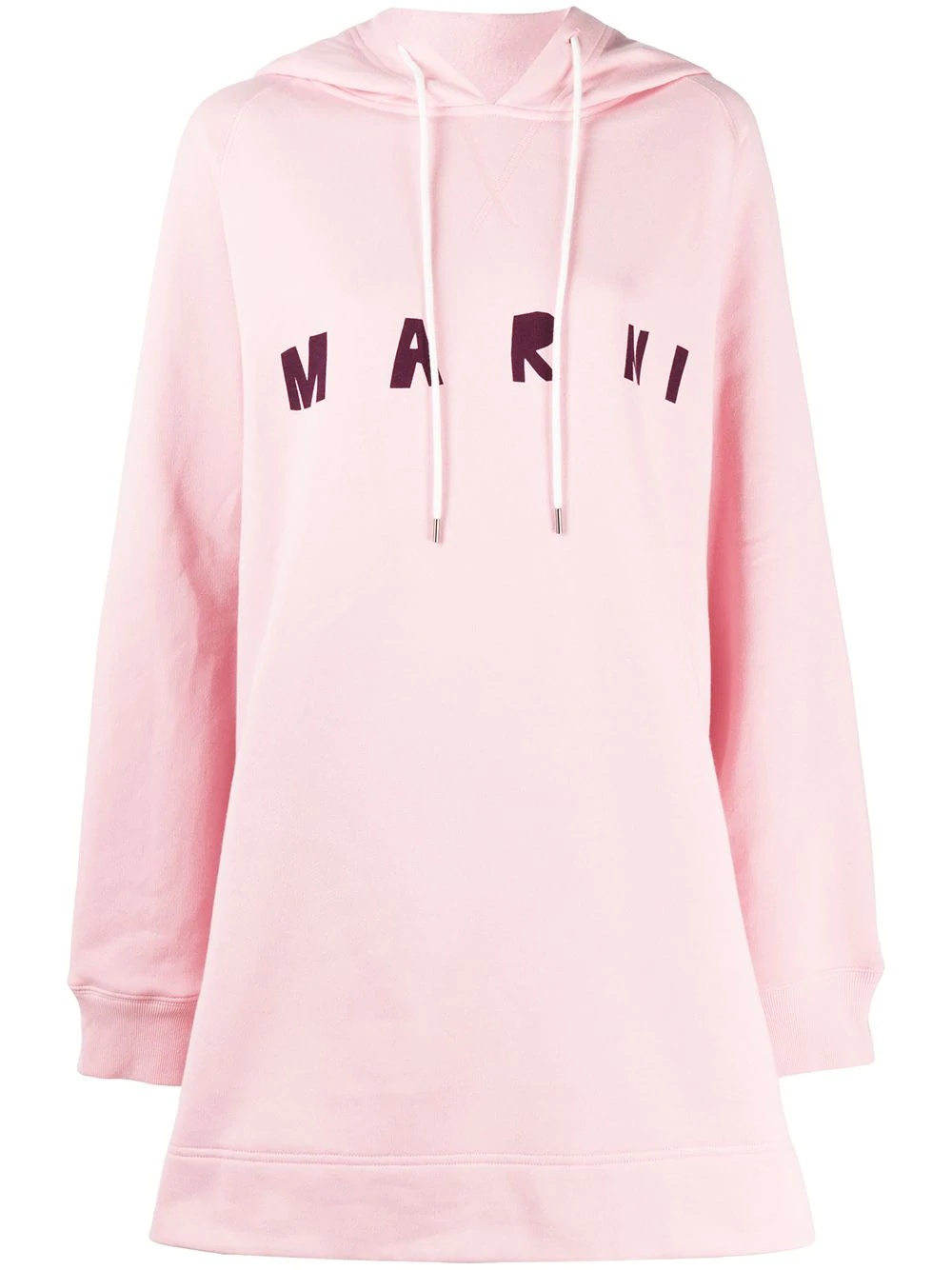 logo print long hoodie - 1