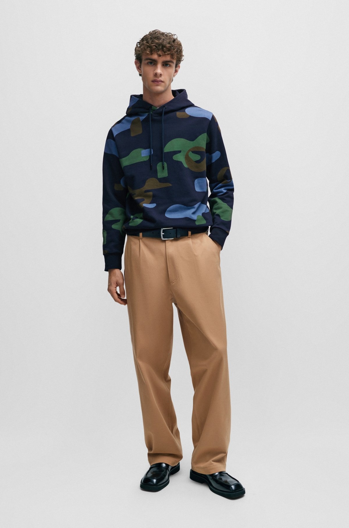 MERCERISED-COTTON REGULAR-FIT HOODIE WITH SEASONAL PATTERN - 5