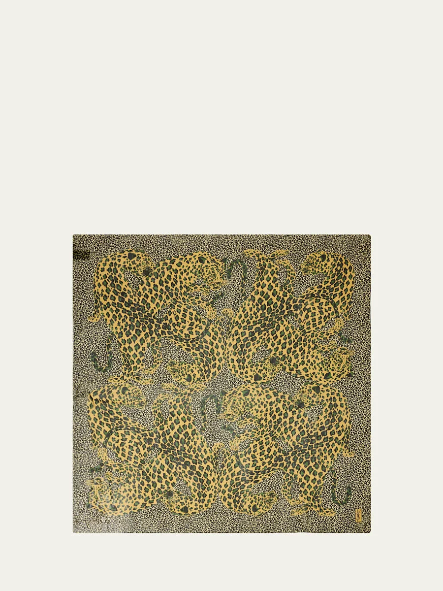 Grand Carre Animal-Print Silk Scarf - 1