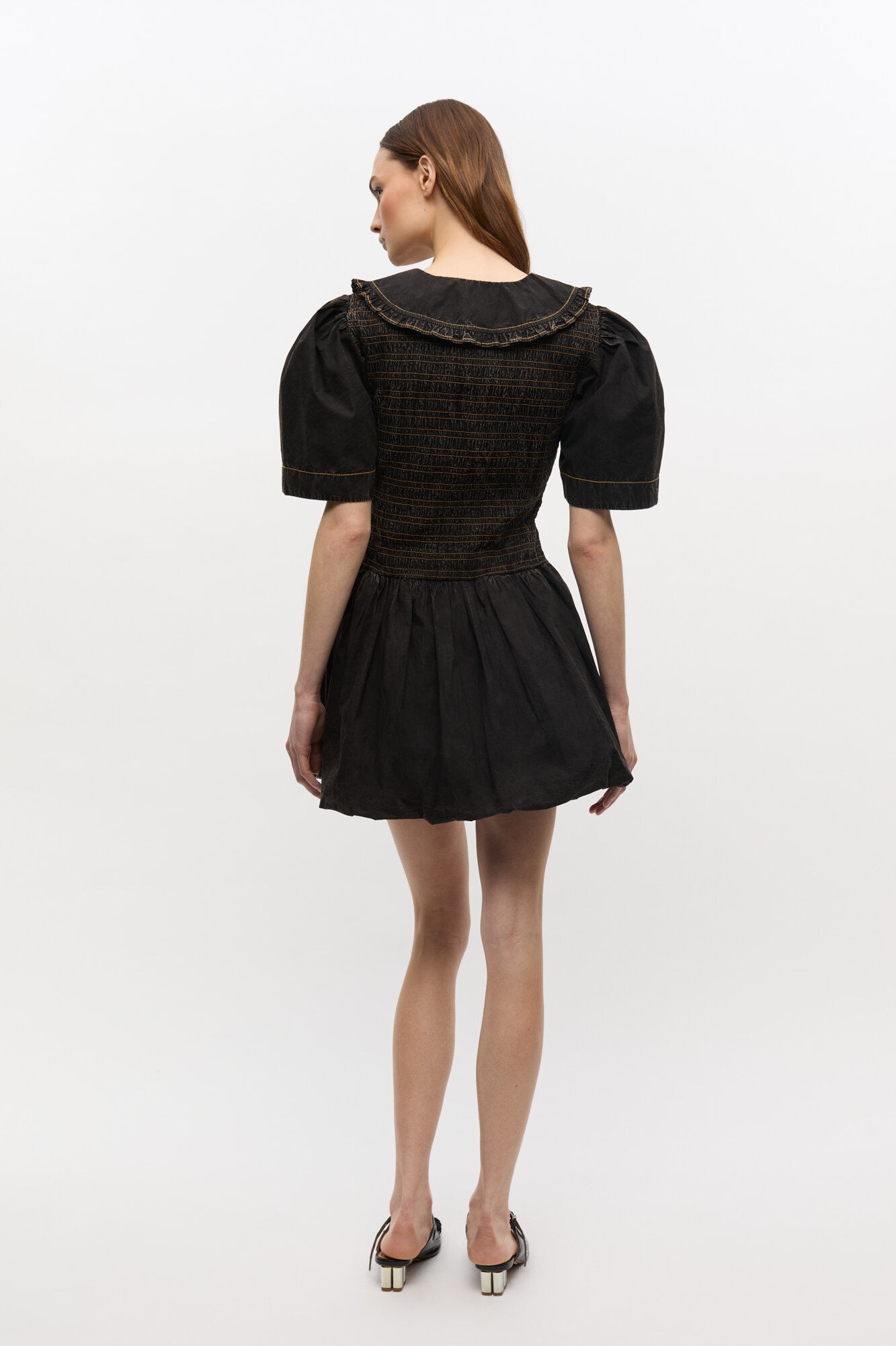 BLACK WASHED SMOCK DRESS - 3