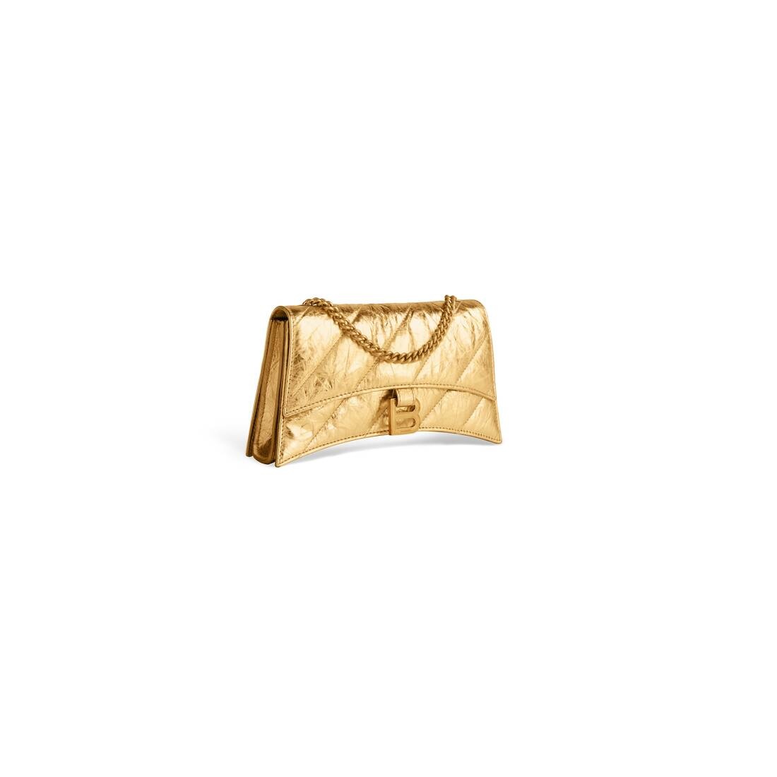Women's Crush Mini Chain Bag Metallized Quilted  in Gold - 2