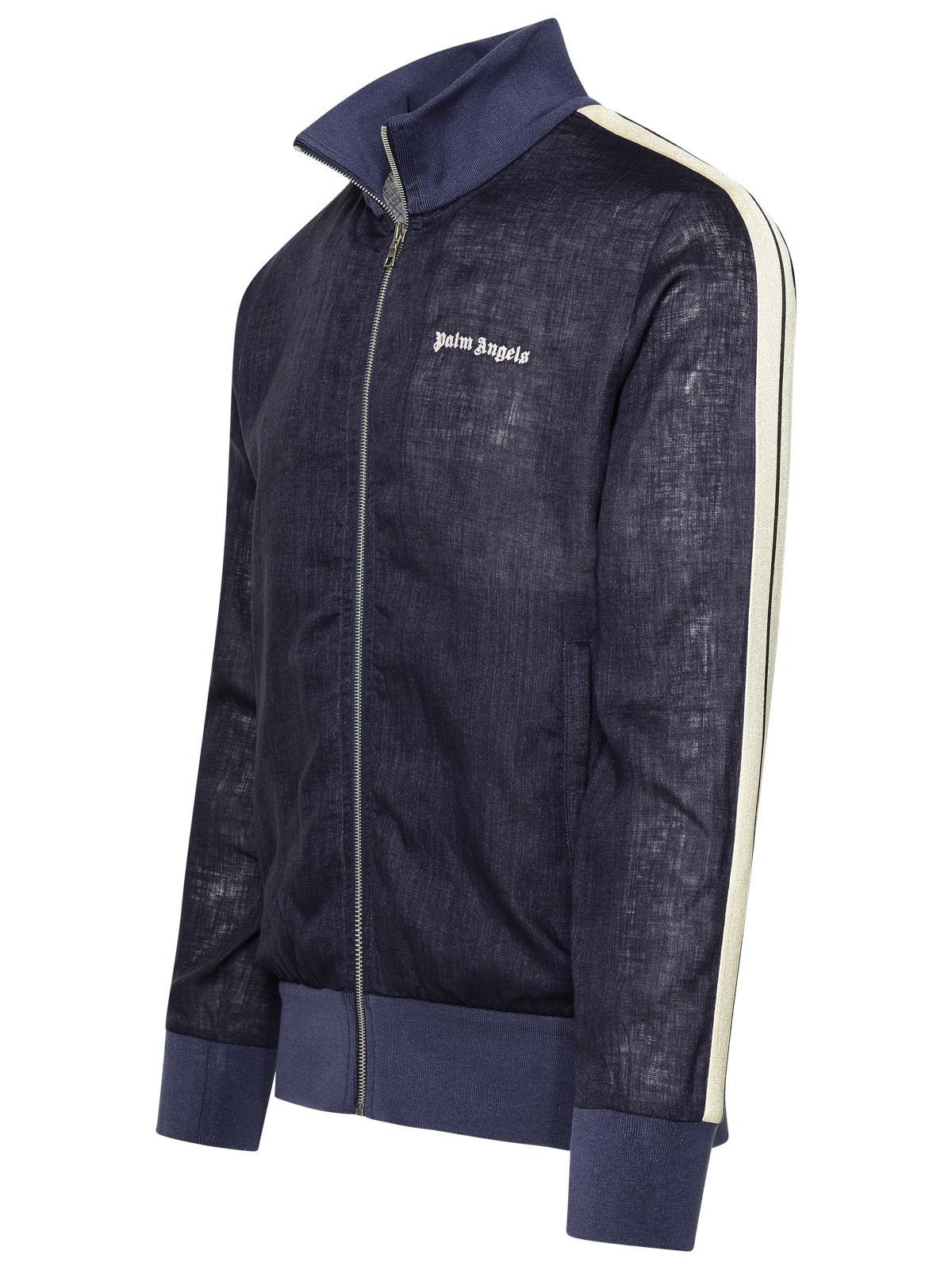 Palm Angels Blue Linen Sporty Jacket Men - 2