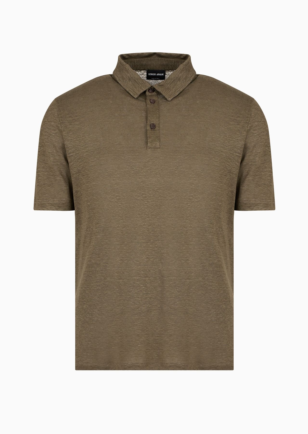 Short-sleeved polo shirt in pure linen jersey - 1