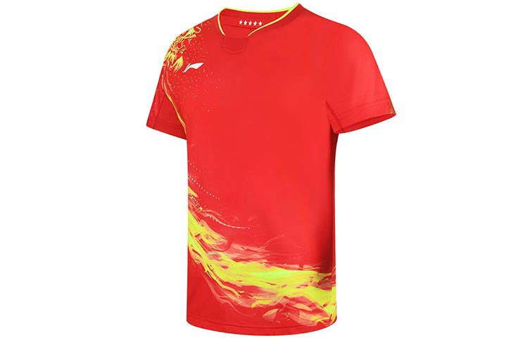 Li-Ning Fast-Dry Table Tennis Dragon T-Shirt 'Red Yellow' AAYR357-1 - 3