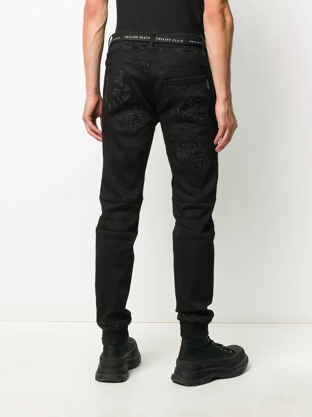 embroidered skull jogging jeans - 4