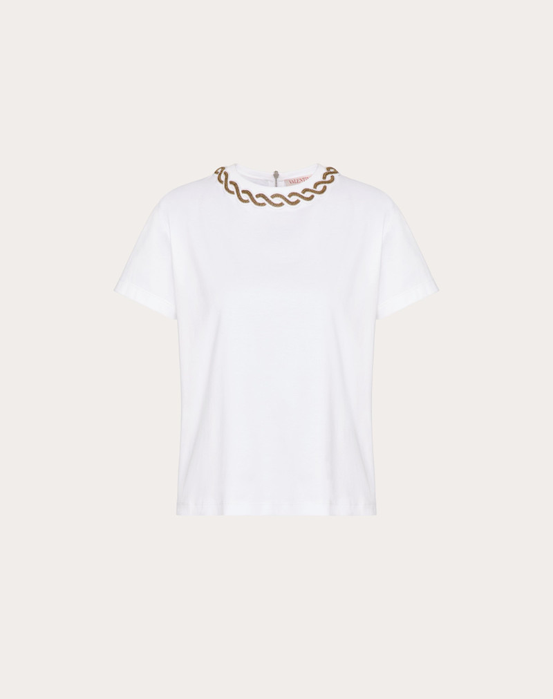 EMBROIDERED COTTON JERSEY T-SHIRT - 1