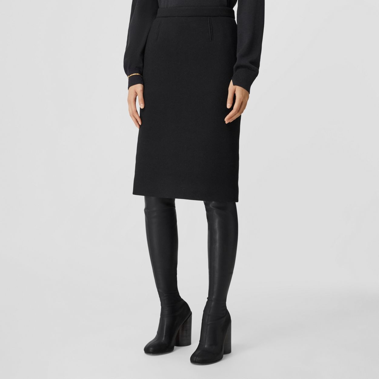 Technical Wool Felt Pencil Skirt - 5