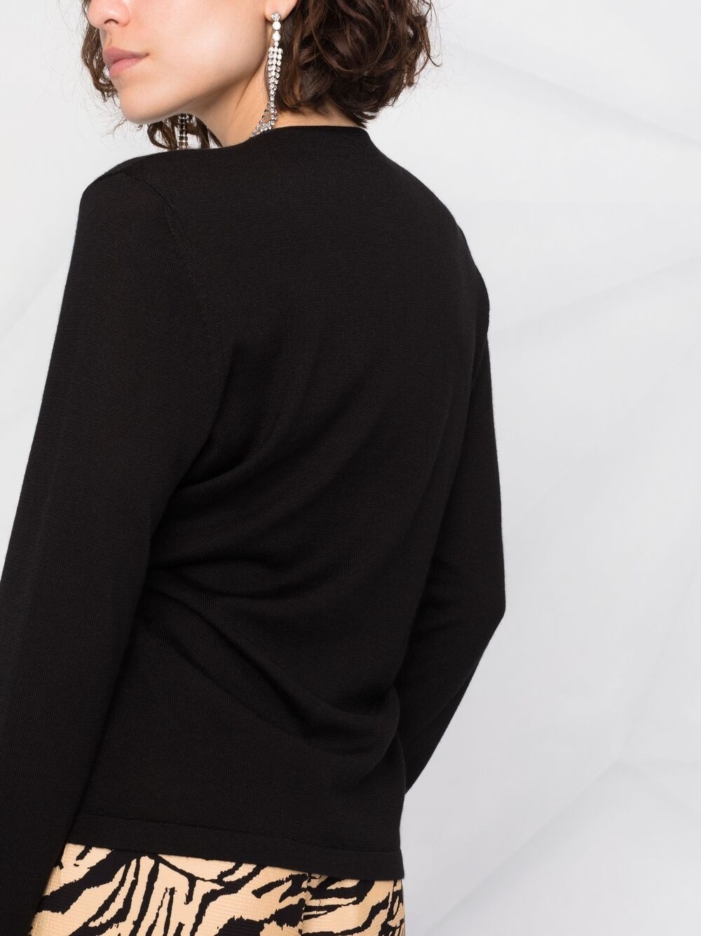 plunge-neck twist-detail knitted top - 3