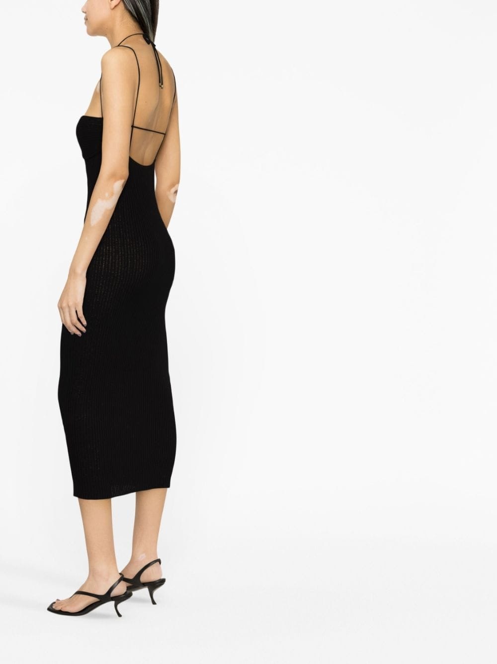 logo-plaque ribbed dress - 4