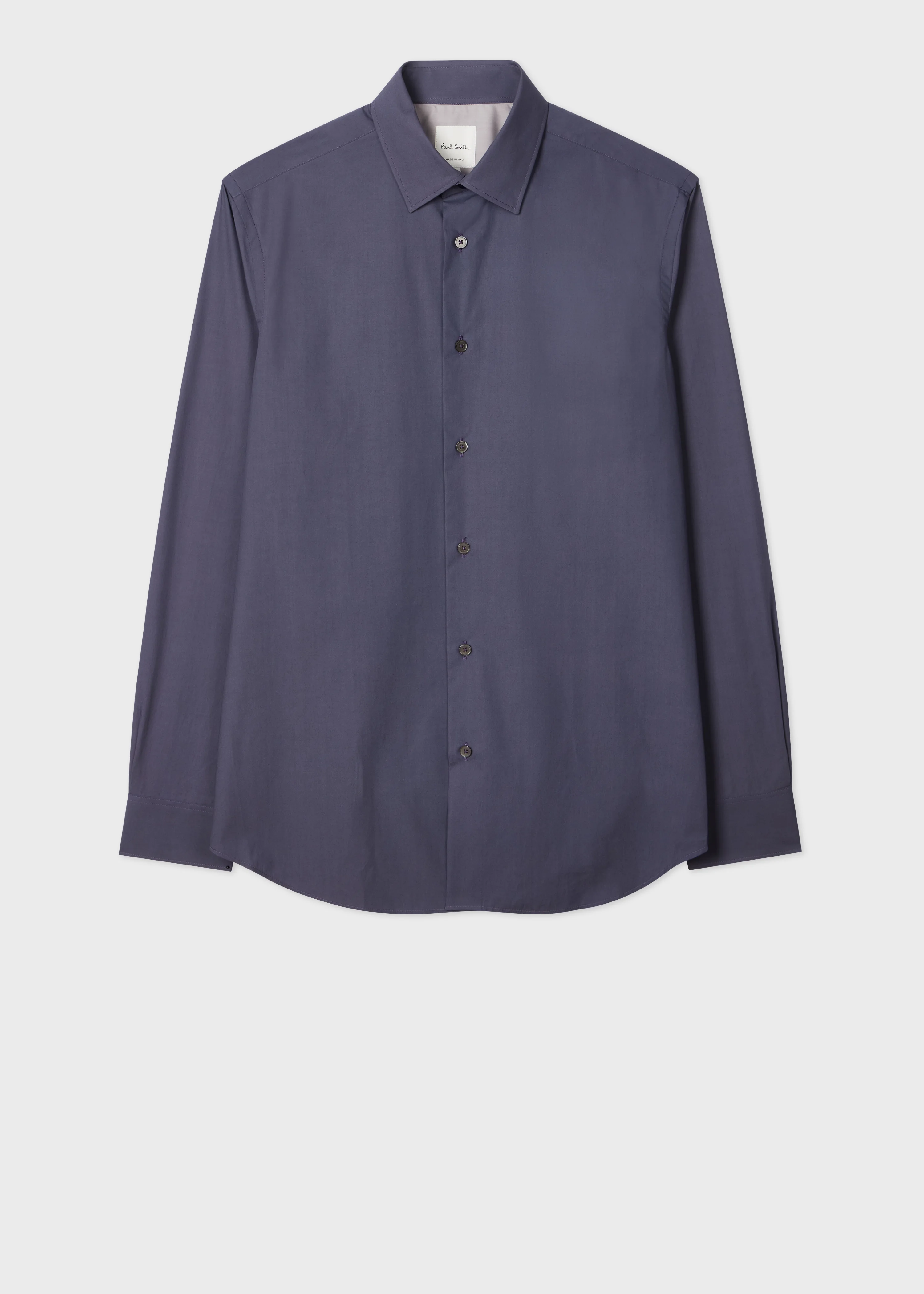 Tailored-Fit Stone Blue Poplin Shirt - 1