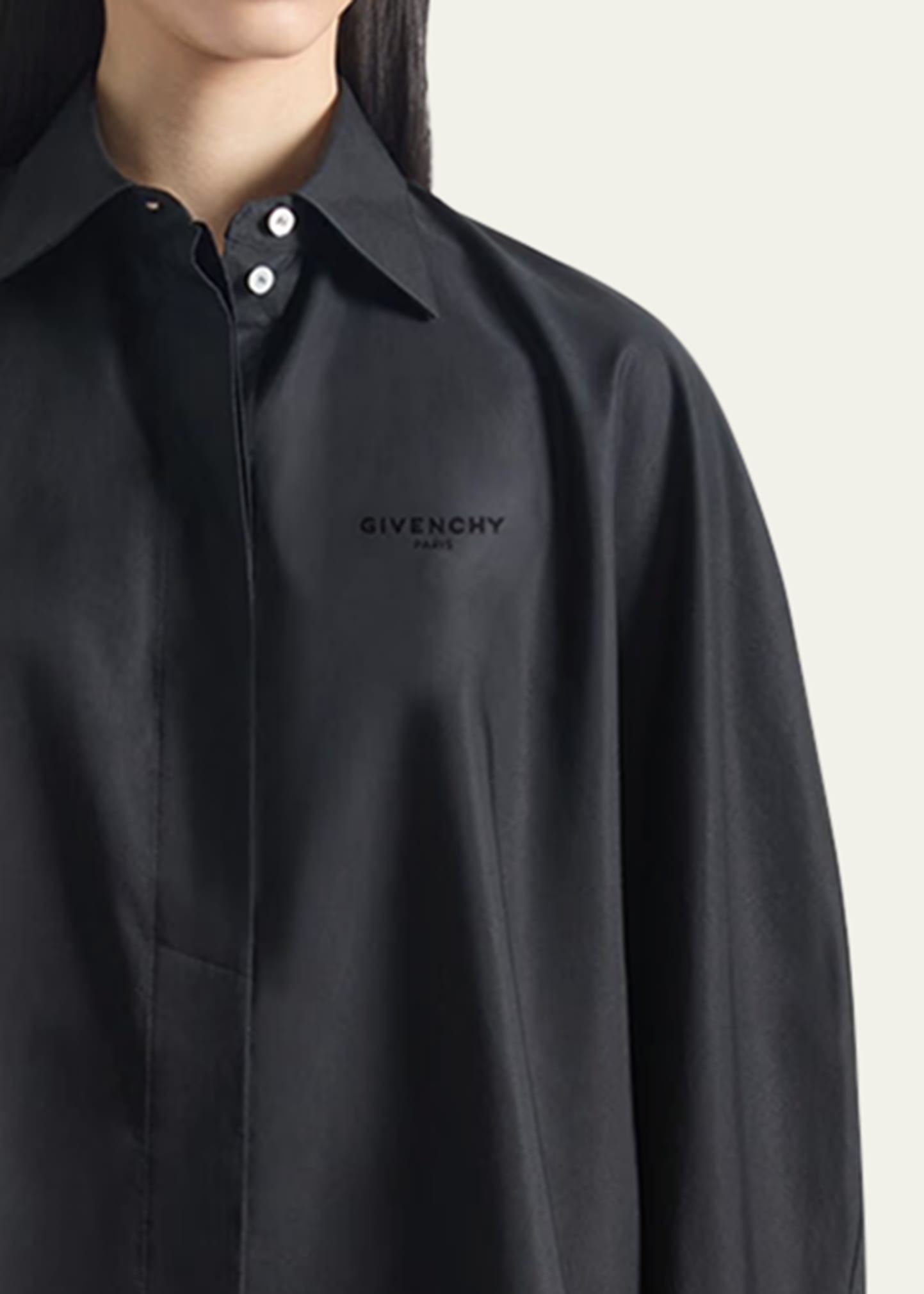 Oversized Button-Down Cocoon Shirt - 5