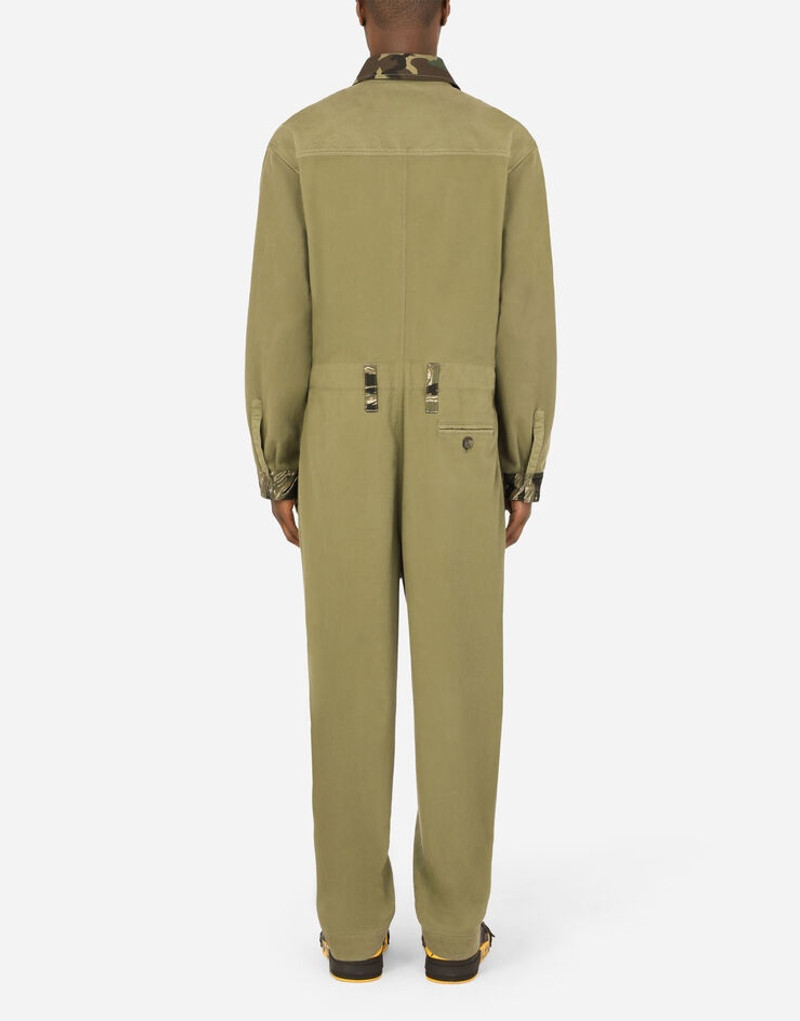 Stretch cotton overalls with camouflage details 3