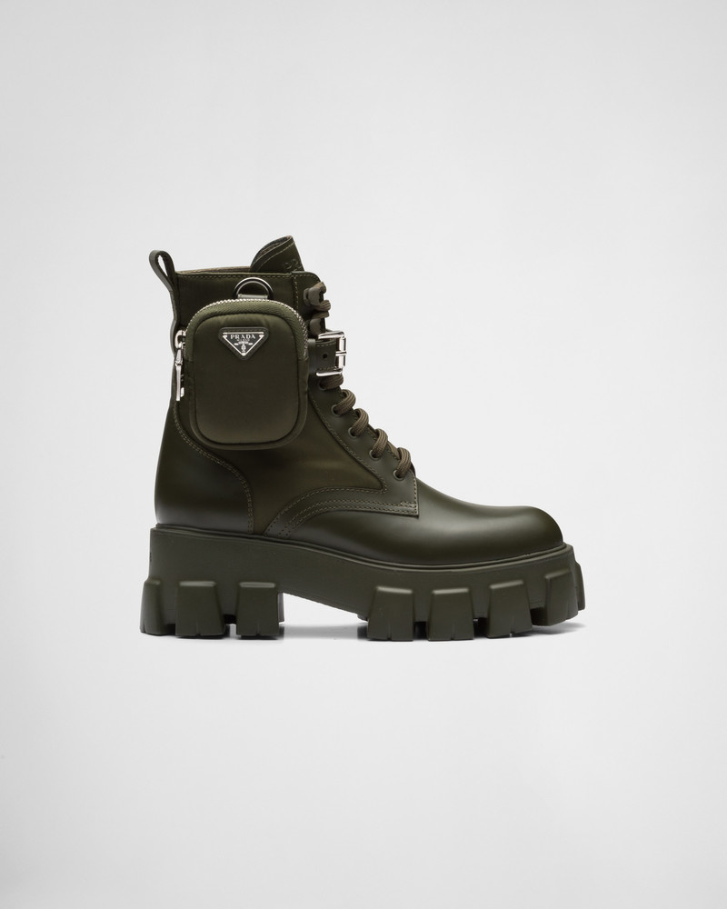 Prada Monolith leather and Re-Nylon boots with pouch outlook