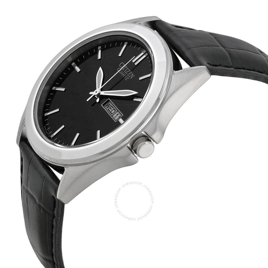 Citizen - Citizen Black Dial Black Leather Men's Watch BF0580-06E - 2