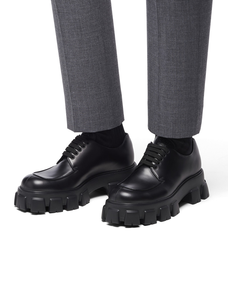 Prada Monolith brushed leather lace-up shoes outlook
