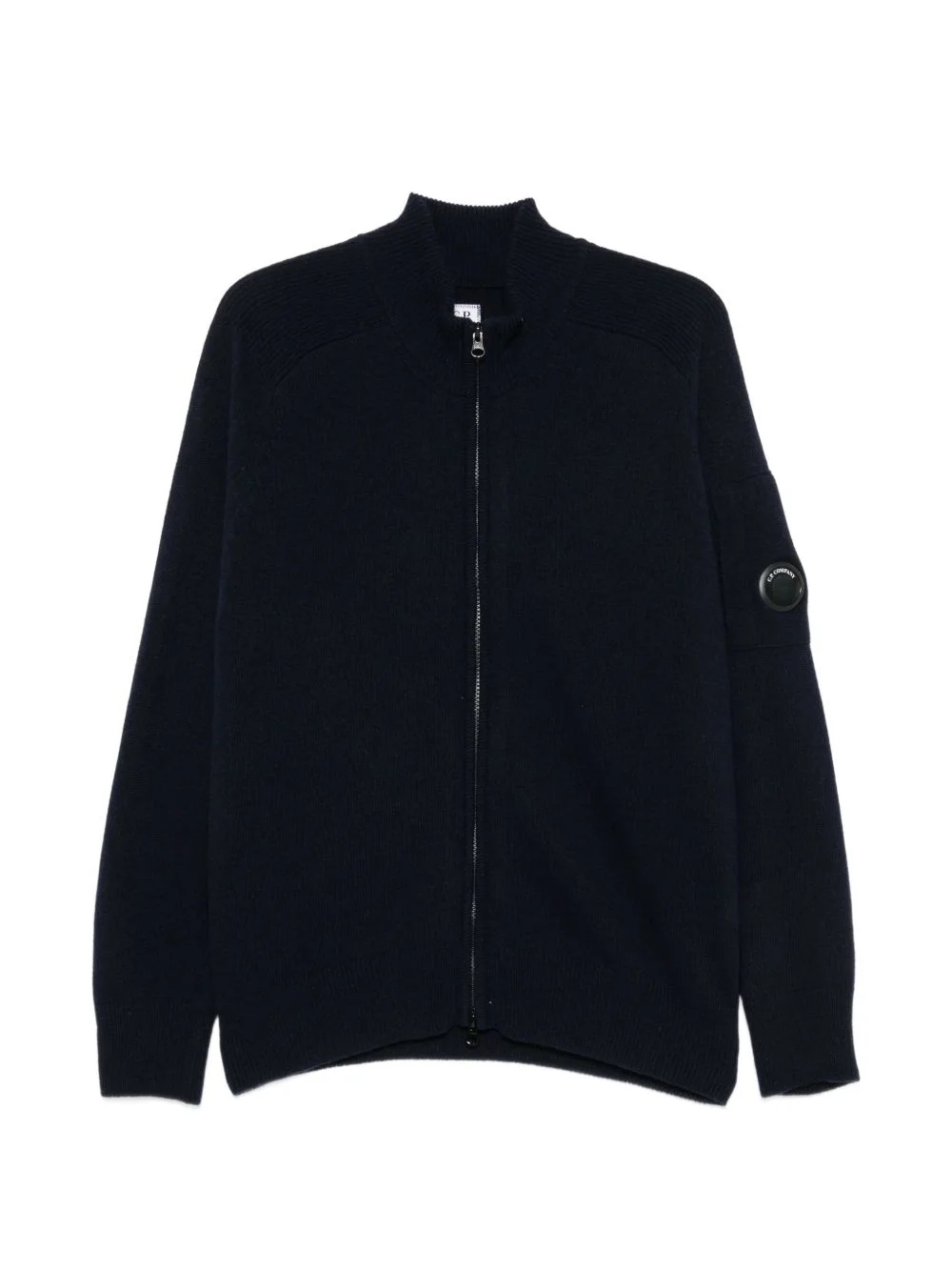 Lens-detail zip-up cardigan - 1
