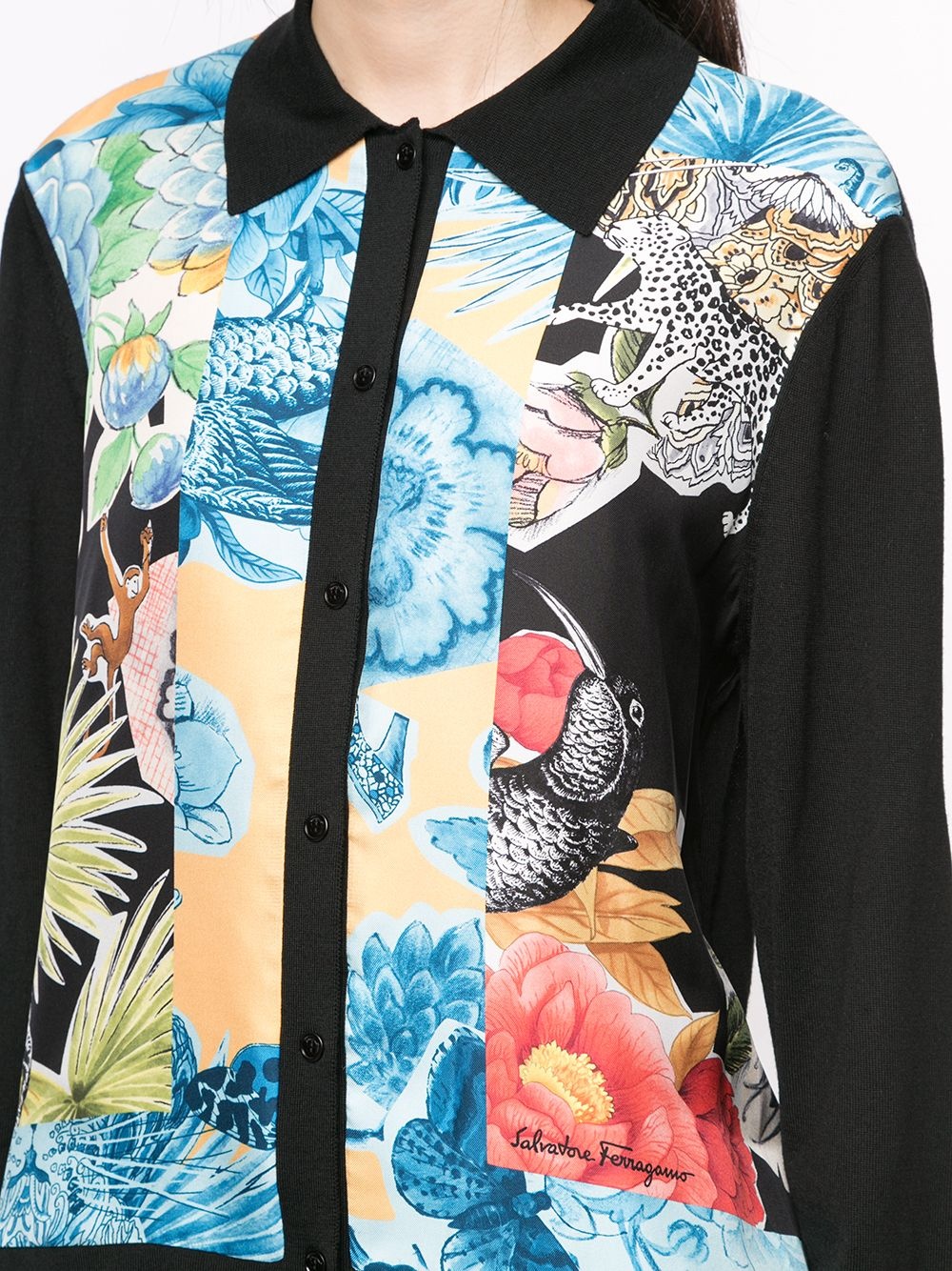 floral printed collared cardigan - 5