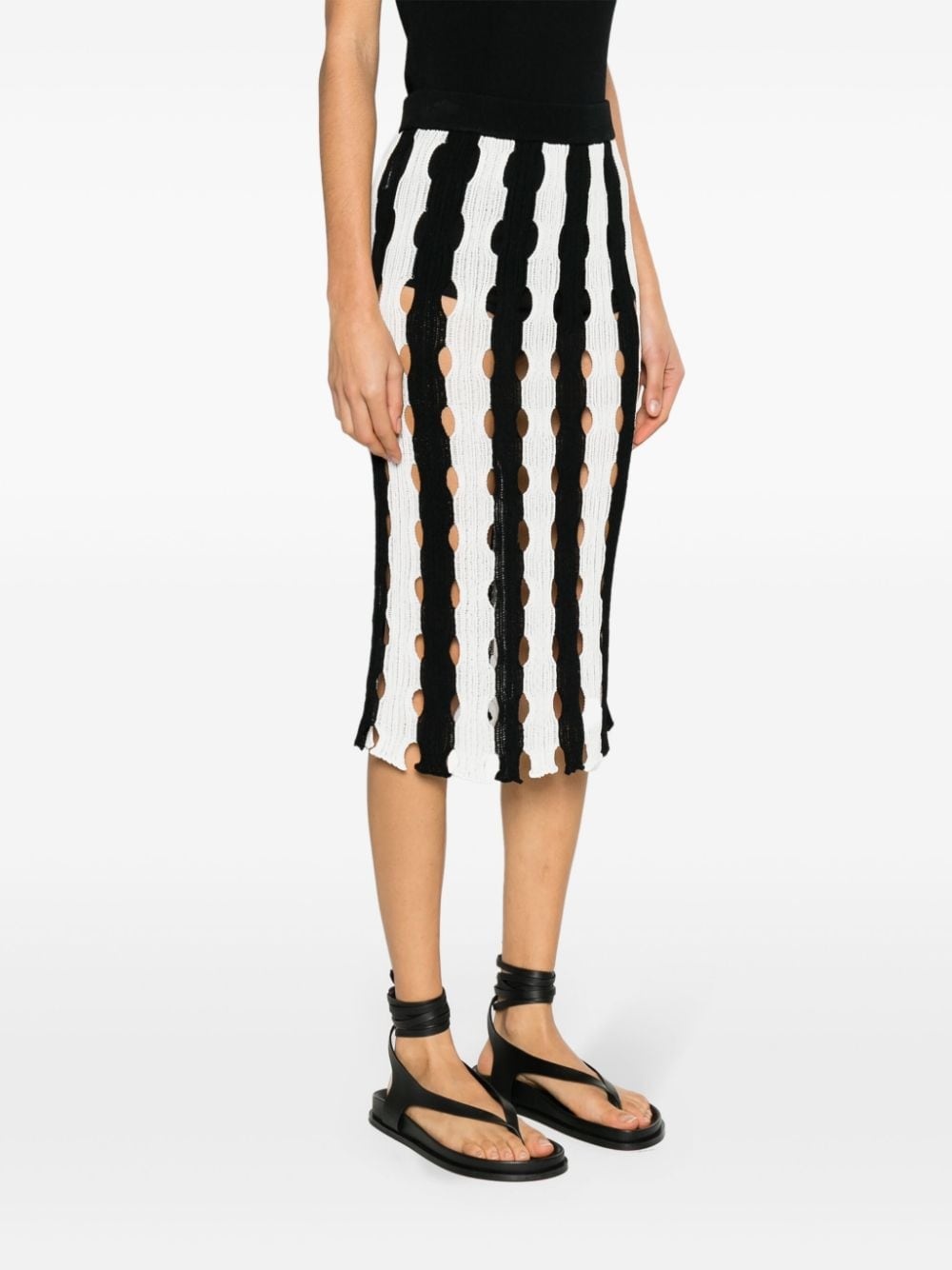 cut-out striped midi skirt - 3