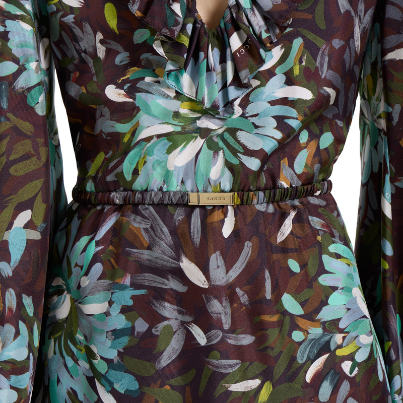 Printed silk twill dress 3