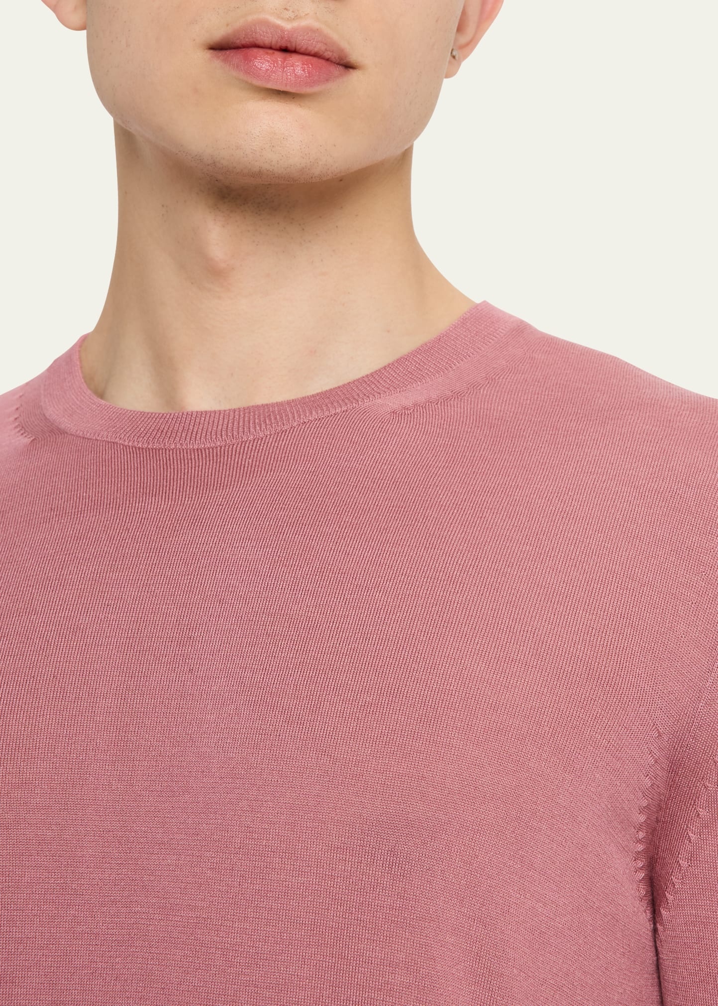 Men's Fine Gauge Cashmere and Silk Crewneck Sweater - 5