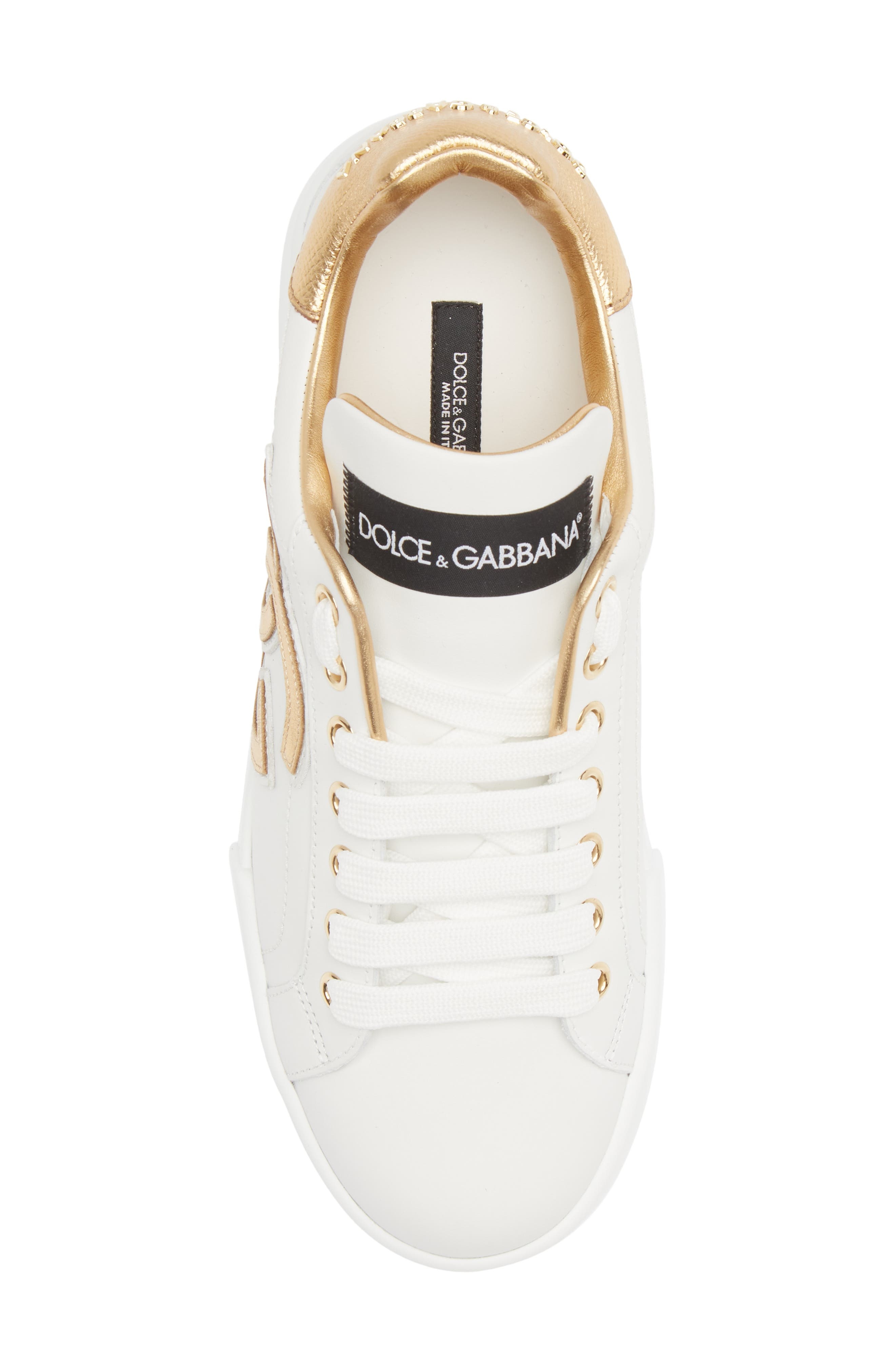 Dolce&Gabbana Portofino Sneaker in White/Gold at Nordstrom - 5