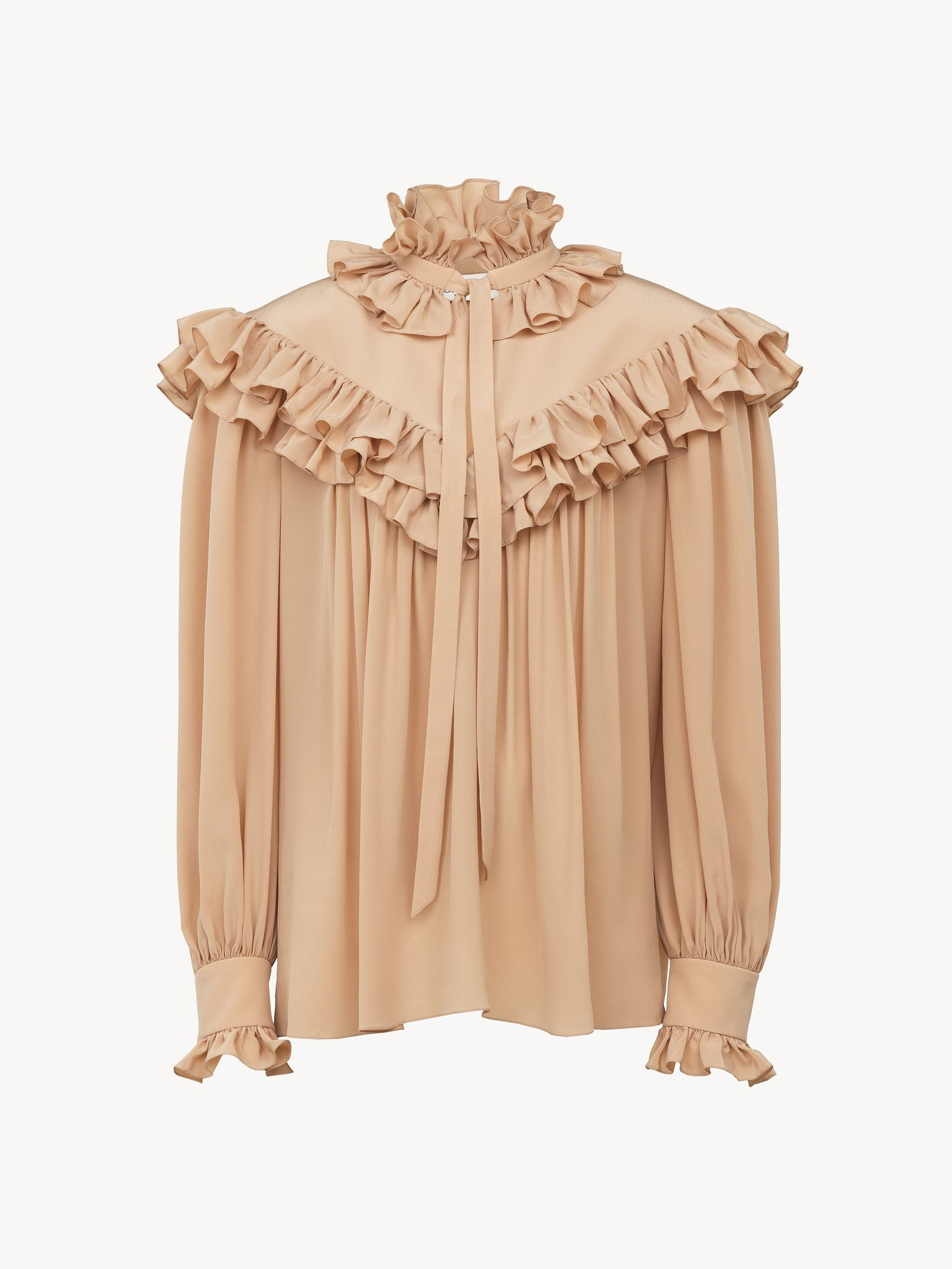 OVERSIZED RUFFLE TOP IN CRÊPE DE CHINE - 2