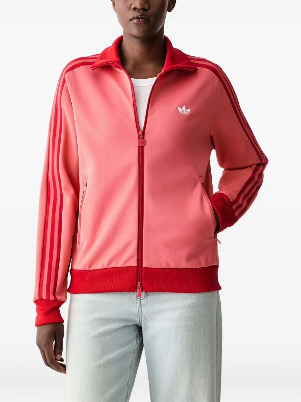 logo-embroidered striped track jacket - 1