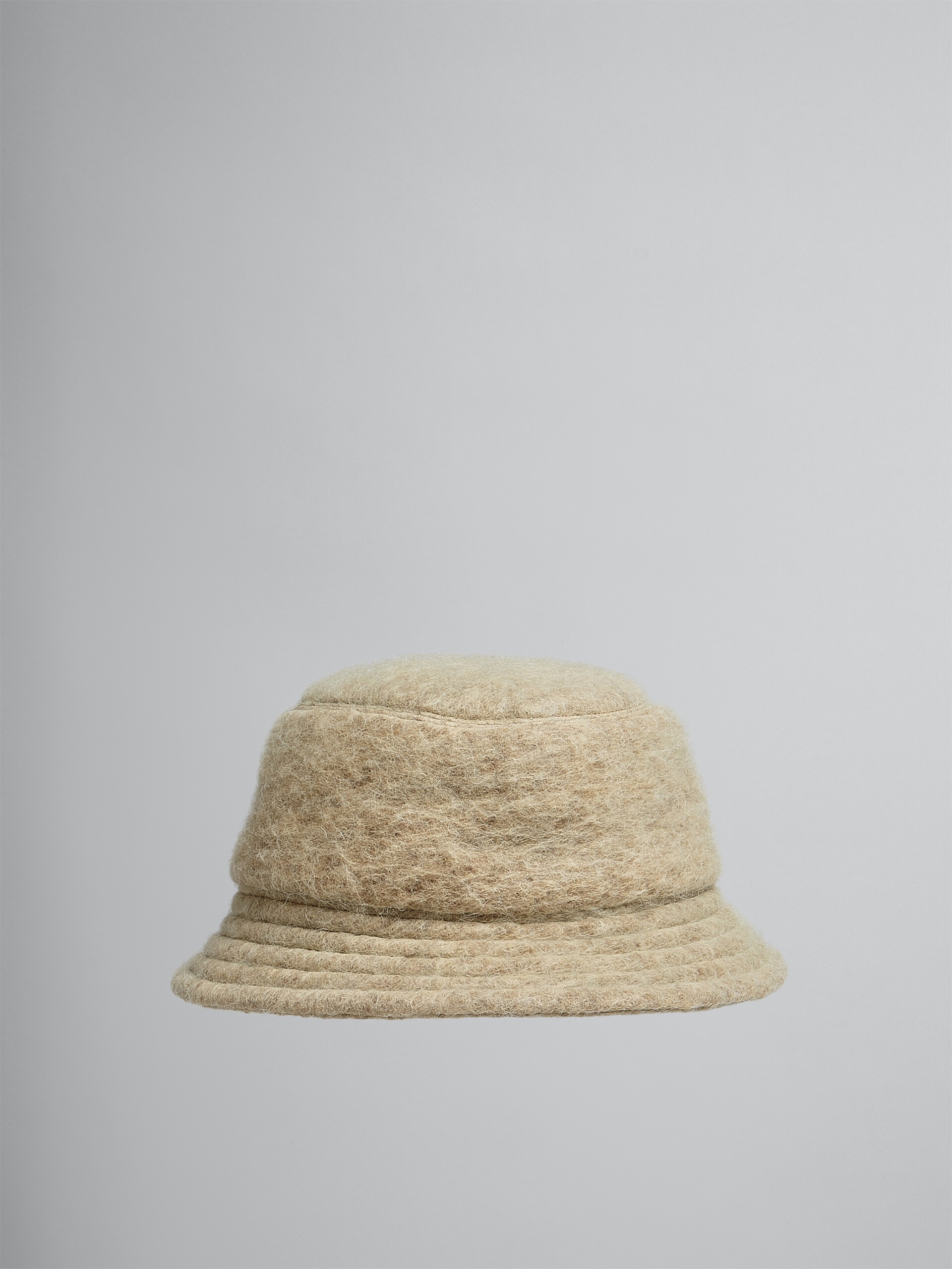 BEIGE BRUSHED WOOL BLEND BUCKET HAT - 1