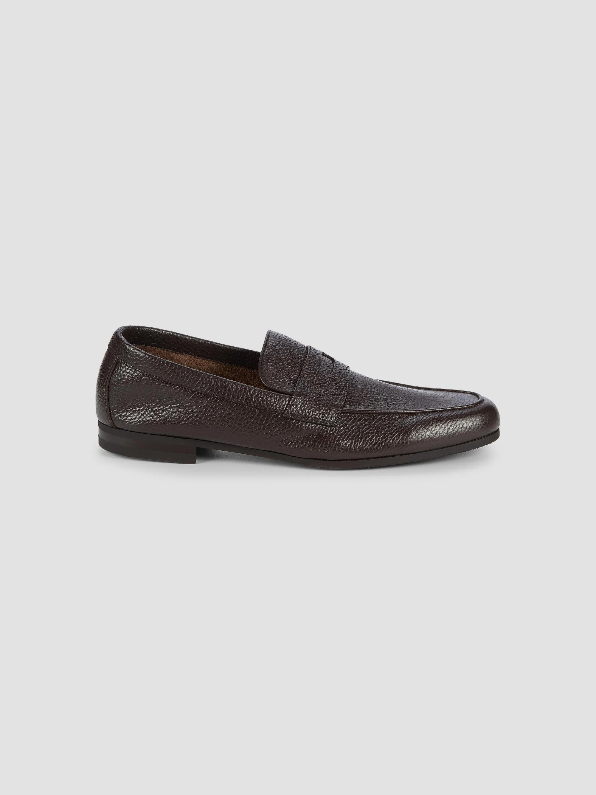 Men's Thorne Pebble-Grained Leather Penny Loafers - Dark Brown - 1