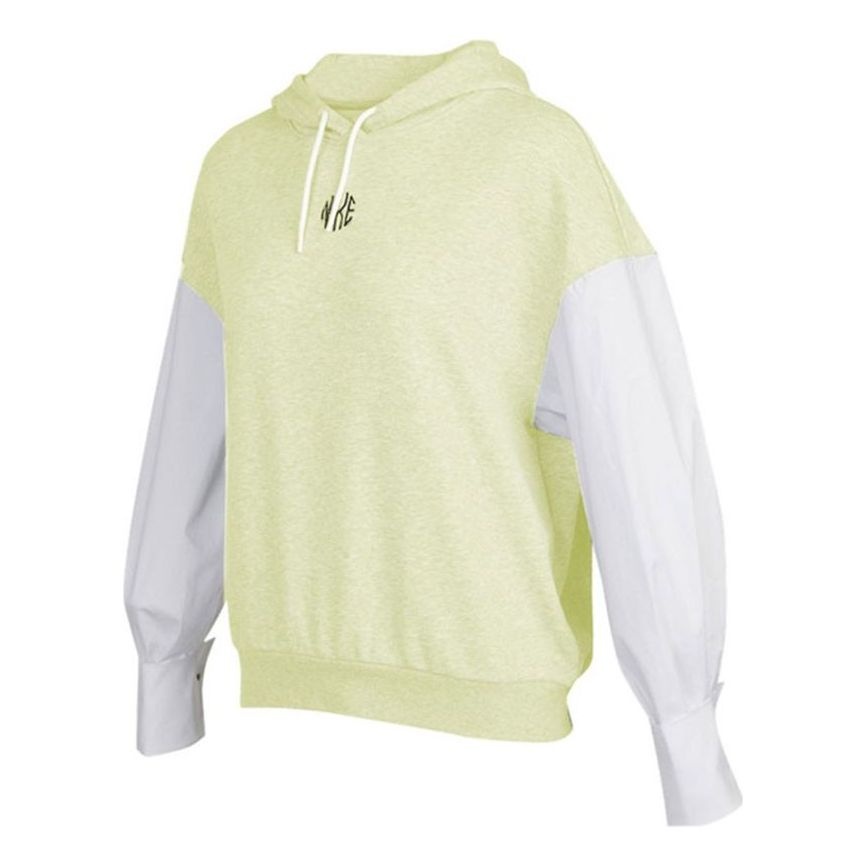 (WMNS) Nike Sportswear Icon Clash Embroidery Logo Hoodie Green/Yellow DD5053-303 - 1