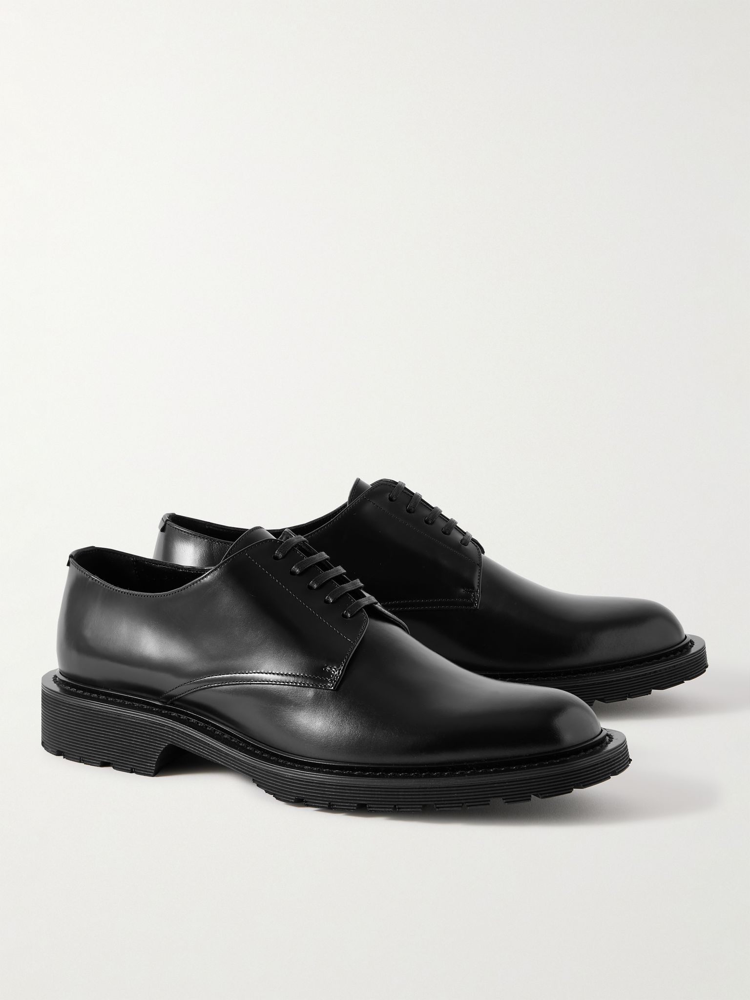 Army Leather Derby Shoes Black - 4