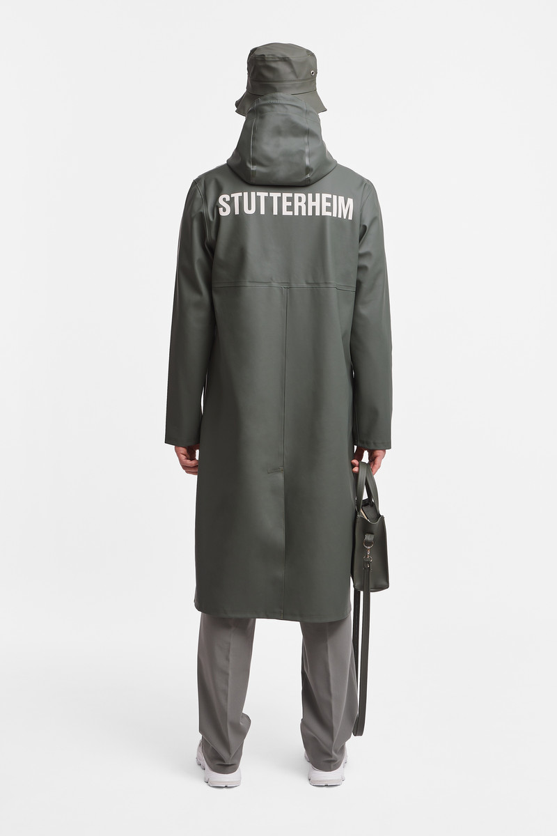 Stockholm Long Print Raincoat Green 4