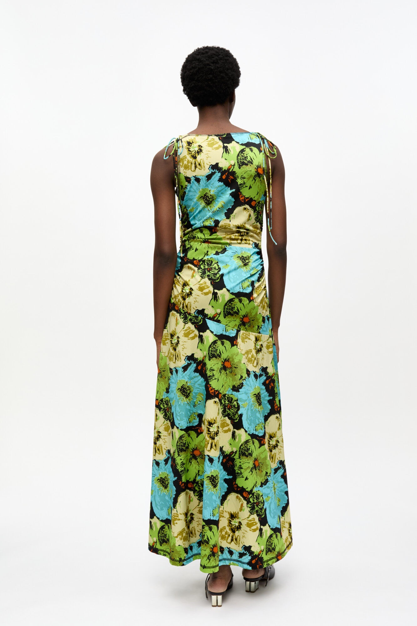FLORAL LYCRA JERSEY GATHERED DRESS - 3